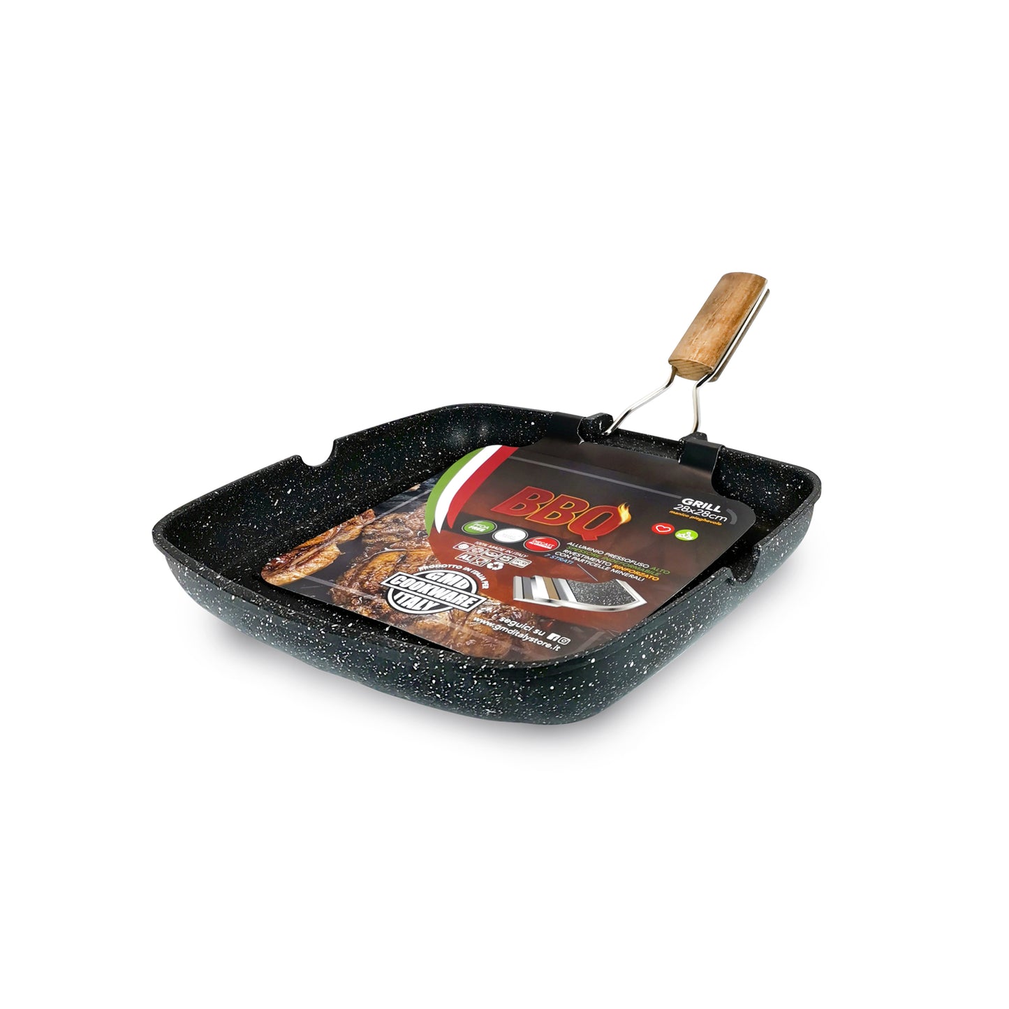 Grill Pieghevole 28x28 cm con Manico in Legno