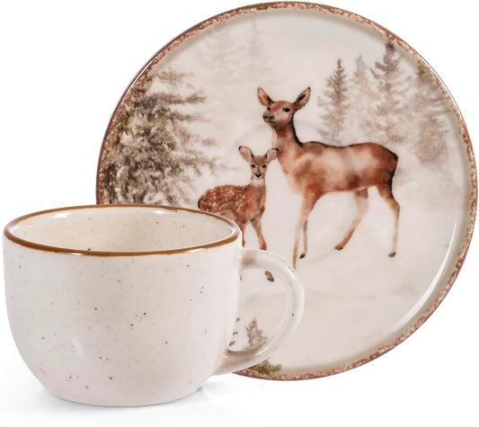 Confezione 4 tazze caffè con piatto magical deerH&H