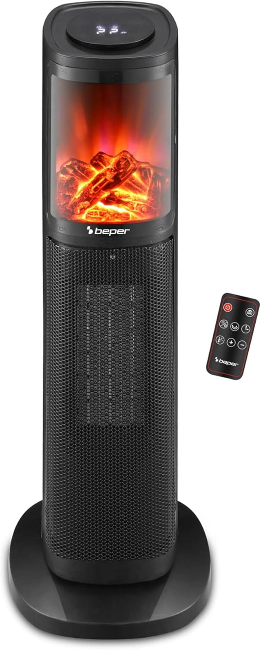 Beper Termoventilatore ceramico a colonna - fiamma LED