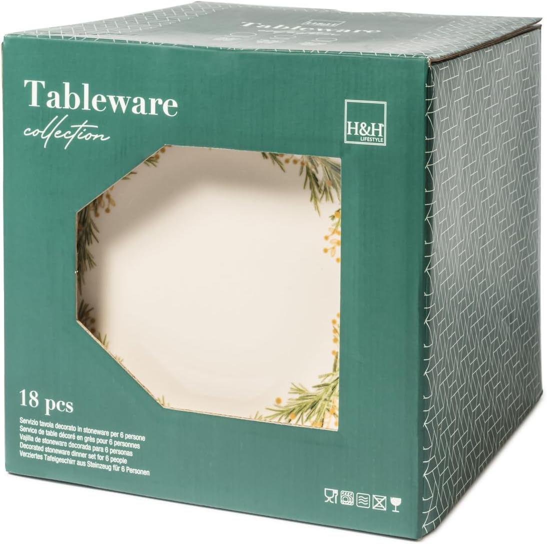 Servizio 18 pezzi tavola royal in stoneware decoratoH&H