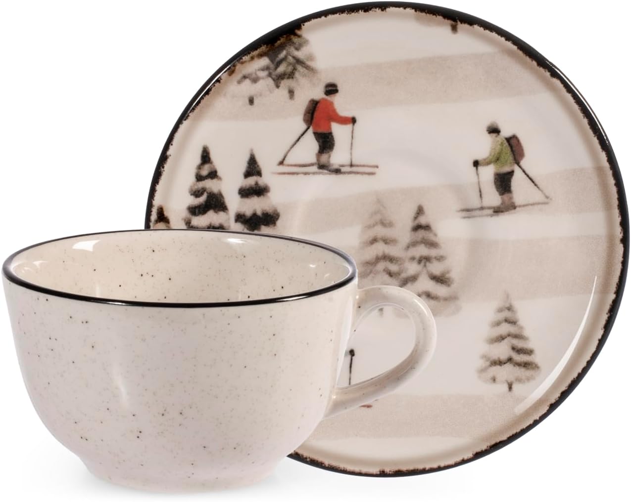 Confezione 2 tazze thè con piatto retro skierH&H