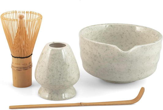 H&H Confezione 4 pezzi matcha tea in porcellana grigio