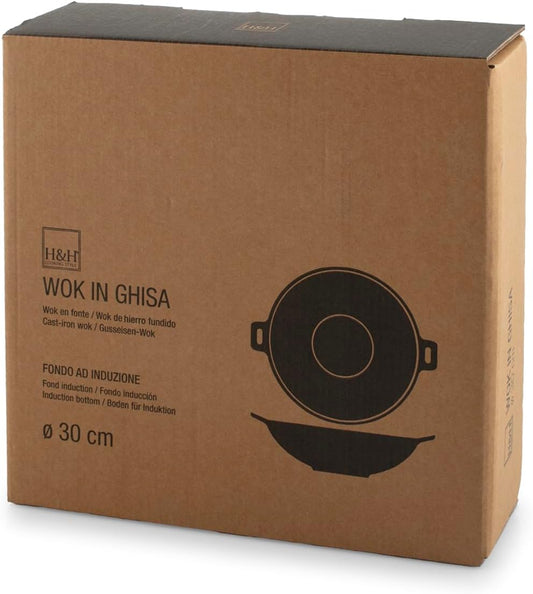 Wok in ghisa smaltata con due manici, Ø 30 cm