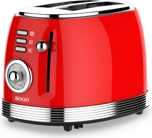 Tostapane 2 fette 850W con 6 livelli di tostatura, funzioni scongelamento e riscaldamento, vassoio briciole - Sogo