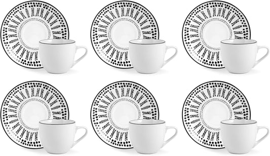 Confezione 6 tazze caffè voyage con piatto in porcellana decorataH&H