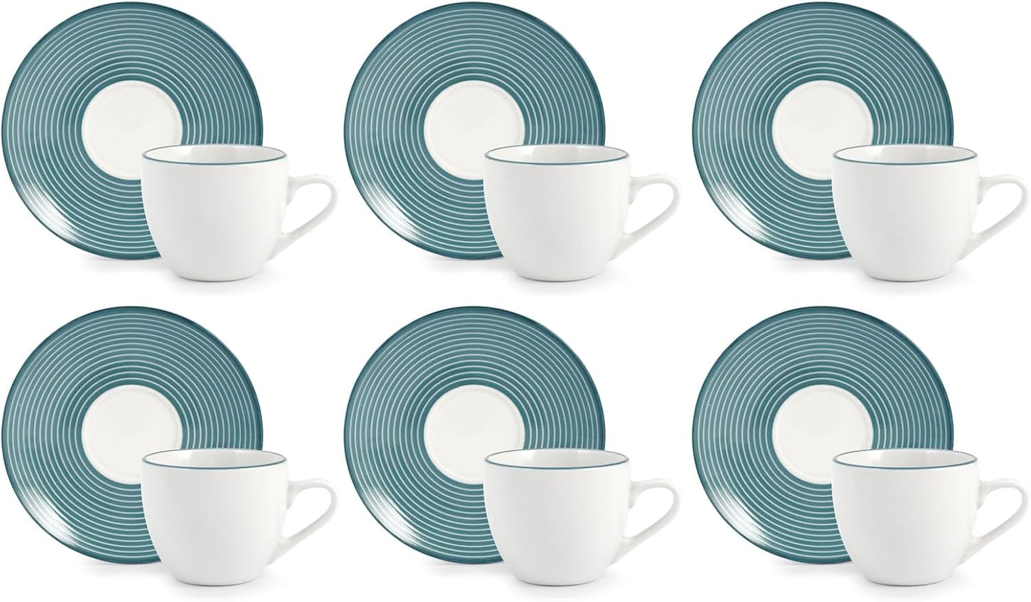 Confezione 6 tazze caffè echo con piatto in porcellana decorataH&H