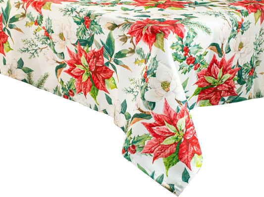 Tovaglia xmas flower in poliestere decorata cm 140x240 8 posti.H&H
