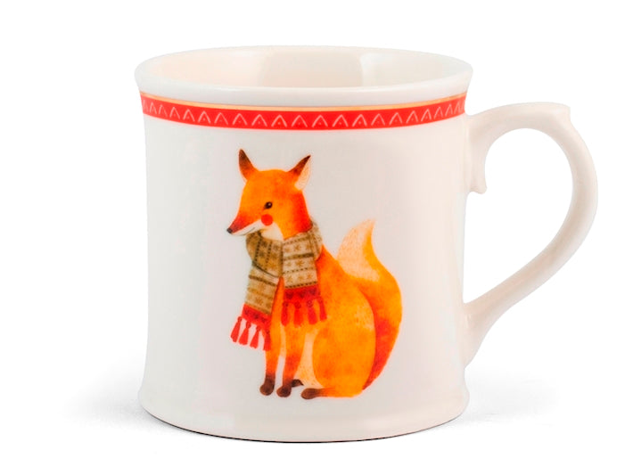Mug NBC Winter Volpe in Ceramica da 350 ml - Tazza Natalizia con Decorazione Volpe e Sciarpa, Ideale per Colazione, Tè, Latte e Cioccolata Calda H&H