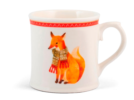 Mug NBC Winter Volpe in Ceramica da 350 ml - Tazza Natalizia con Decorazione Volpe e Sciarpa, Ideale per Colazione, Tè, Latte e Cioccolata Calda H&H