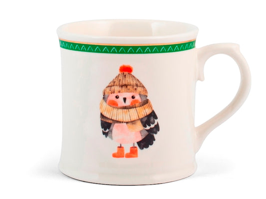 Mug NBC Winter Gufo 350 ml in Ceramica Bianca con Decorazione Invernale, Cappello e Sciarpa, Idea Regalo Natalizia H&H