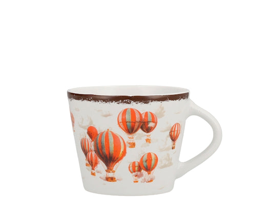 Tazza da Tè NBC Holiday Story Mongolfiere 280 ml in Ceramica Bianca con Decorazioni Colorate, Design Vintage, Idea Regalo Natalizia H&H