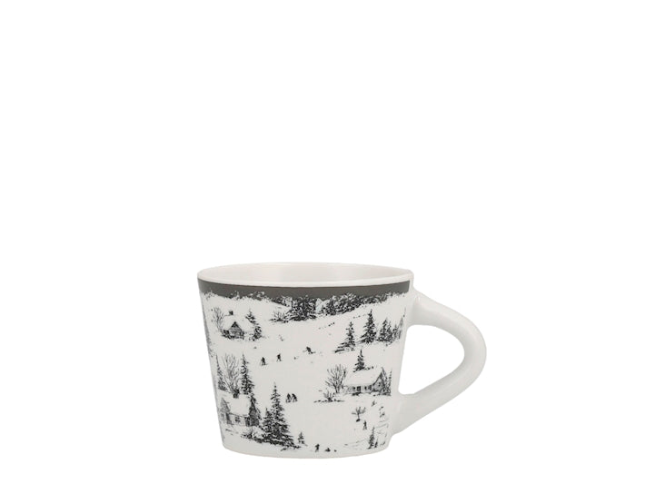 Set 6 Tazzine da Caffè NBC Winter Tale Paesaggio Innevato 90 ml in Ceramica Bianca con Decorazione Invernale, Idea Regalo Natalizia H&H