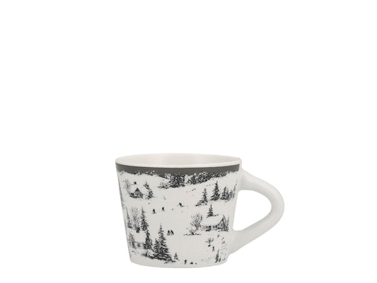 Set 6 Tazzine da Caffè NBC Winter Tale Paesaggio Innevato 90 ml in Ceramica Bianca con Decorazione Invernale, Idea Regalo Natalizia H&H