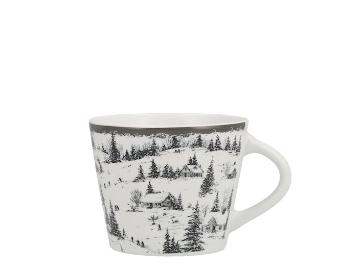 Tazza da Tè NBC Winter Tale Paesaggio Innevato 280 ml in Ceramica Bianca con Decorazione Invernale, Casette e Alberi, Idea Regalo Natalizia H&H