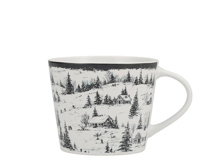 Tazza Jumbo NBC Winter Tale Paesaggio Innevato 420 ml in Ceramica Bianca con Decorazione Invernale, Casette e Alberi, Idea Regalo Natalizia H&H