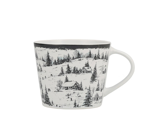 Tazza Jumbo NBC Winter Tale Paesaggio Innevato 420 ml in Ceramica Bianca con Decorazione Invernale, Casette e Alberi, Idea Regalo Natalizia H&H