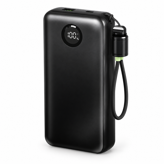 Power Bank 20000 mAh 22,5W Ricarica Rapida con Cavo Integrato e Laccetto Nero PB2241