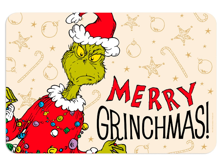 Tovaglietta Natalizia Grinch Xmas Crema 45x30 cm in Polipropilene, Tovaglietta Americana con Decorazione Natalizia per Colazione e Pranzo Home in rombo