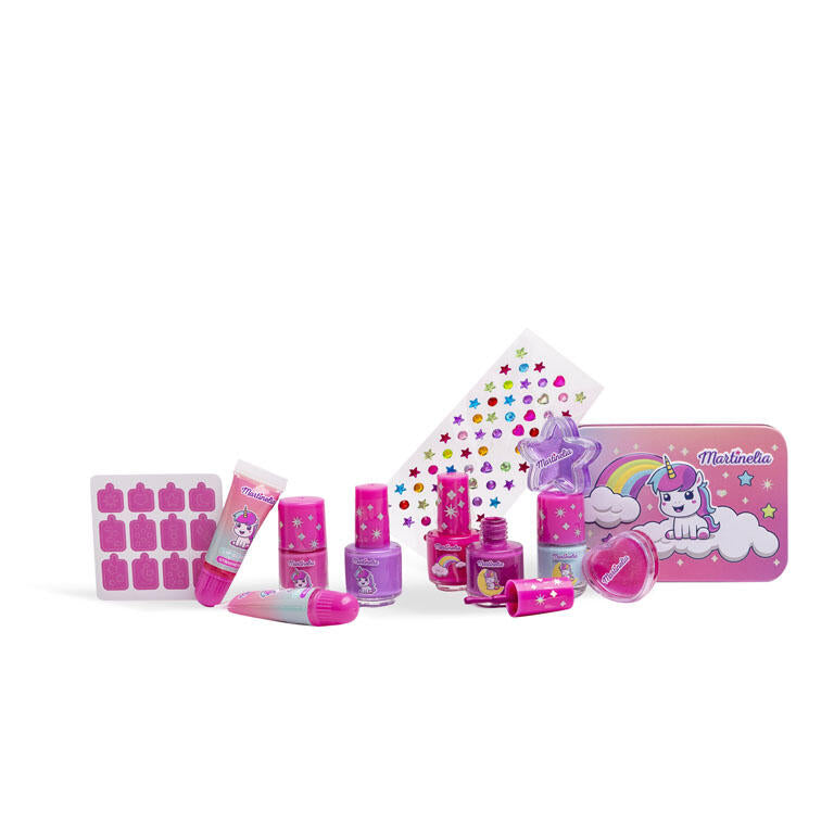 Martinelia set Little Unicorn smalti e lucidalabbra con scatola in latta