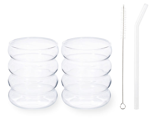 H&H Set 2 Bicchieri + 2 cannucce Matcha Tea 350 cc