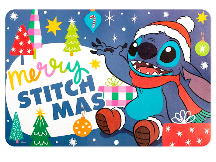 Tovaglietta stitch xmas blu in polipropilene decorata cm 45x30