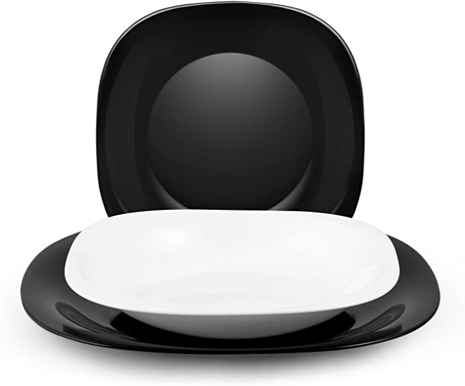 Servizio Tavola 18 Pezzi in Opale Bianco e Nero