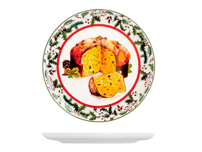 Piatto panettone in porcellana decorata verde forma coupe cm 27  Royal Norfolk