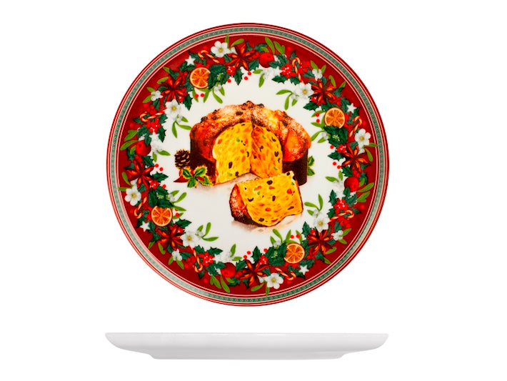 Piatto panettone in porcellana decorata rosso forma coupe cm 27  Royal Norfolk