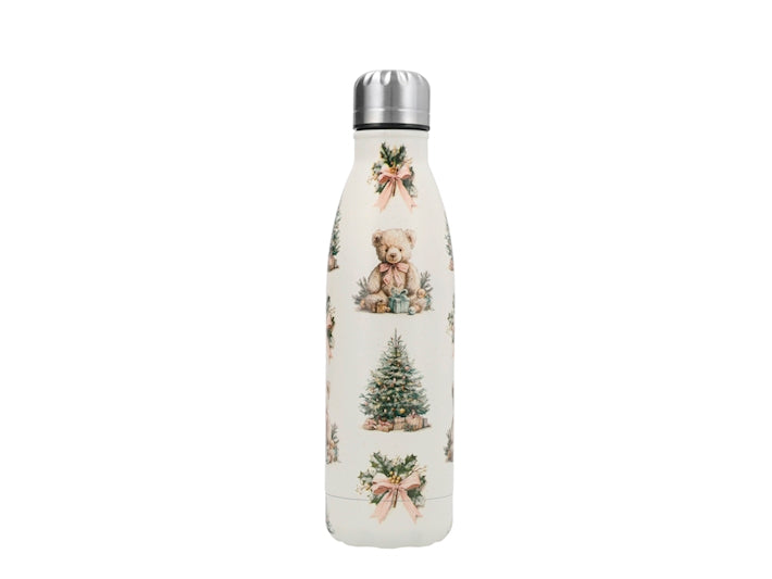 Bottiglia Termica Natalizia H&H Orsacchiotti, in Acciaio Inox 500 ml - Borraccia Bianca