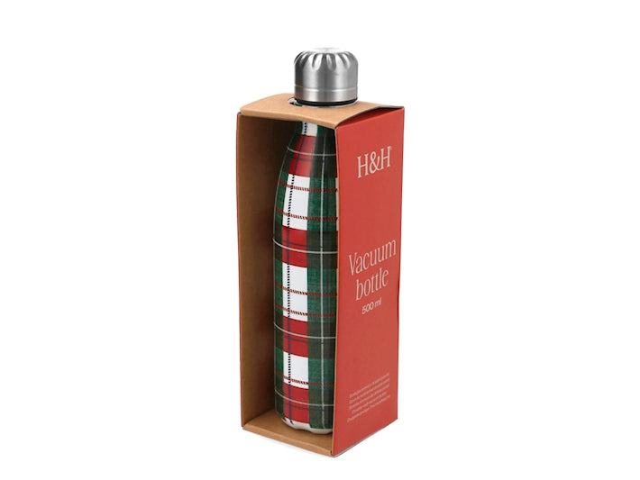 Bottiglia Termica Natalizia H&H decorato in Acciaio Inox 500 ml - Borraccia con Decorazioni di Natale, Ideale per Bevande Calde e Fredde