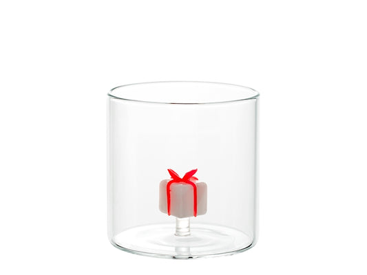 H&H Bicchiere Natalizio Tondo in Vetro Borosilicato 30 cl con Pacco Regalo