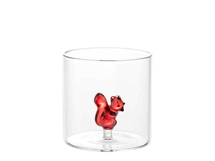 H&H Bicchiere Natalizio Tondo in Vetro Borosilicato 30 cl con Scoiattolo
