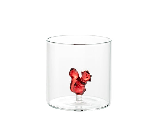 H&H Bicchiere Natalizio Tondo in Vetro Borosilicato 30 cl con Scoiattolo