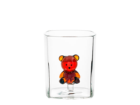 H&H Bicchiere Natalizio Quadrato in Vetro Borosilicato 27 cl con Orsetto