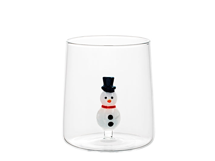 H&H Bicchiere Natalizio Conico in Vetro Borosilicato 48 cl con Pupazzo di Neve