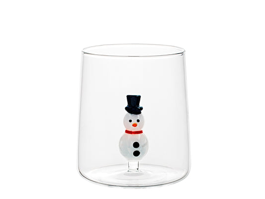 H&H Bicchiere Natalizio Conico in Vetro Borosilicato 48 cl con Pupazzo di Neve