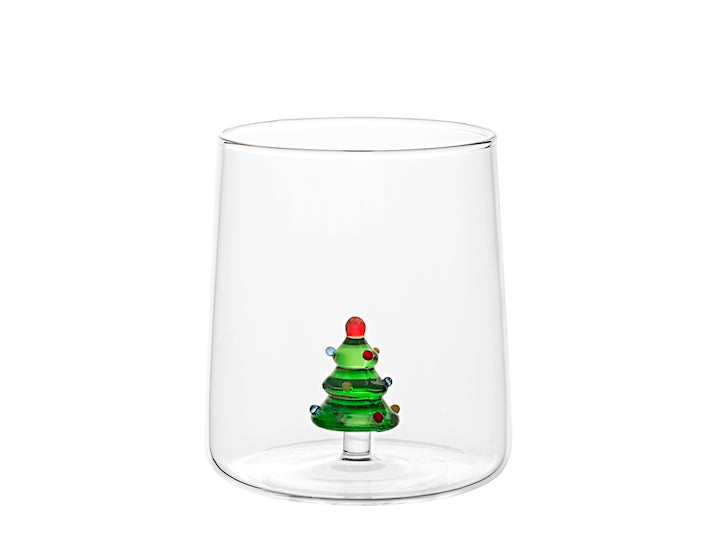 H&H Bicchiere Natalizio Conico in Vetro Borosilicato 48 cl con Albero di Natale
