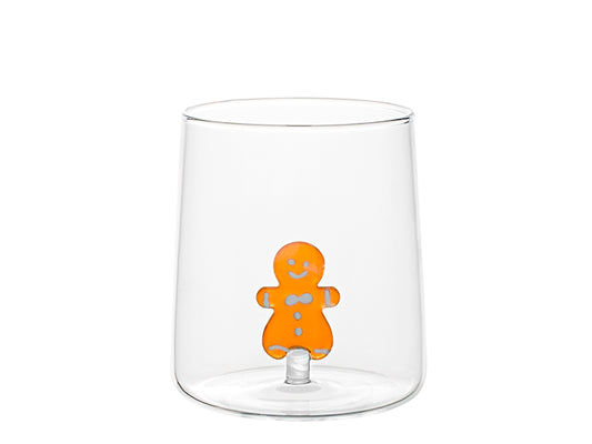H&H Bicchiere Natalizio Conico in Vetro Borosilicato 48 cl con Omino Pan di Zenzero