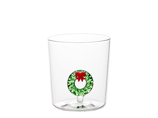 H&H Bicchiere Natalizio in Vetro Borosilicato 35 cl con Ghirlanda