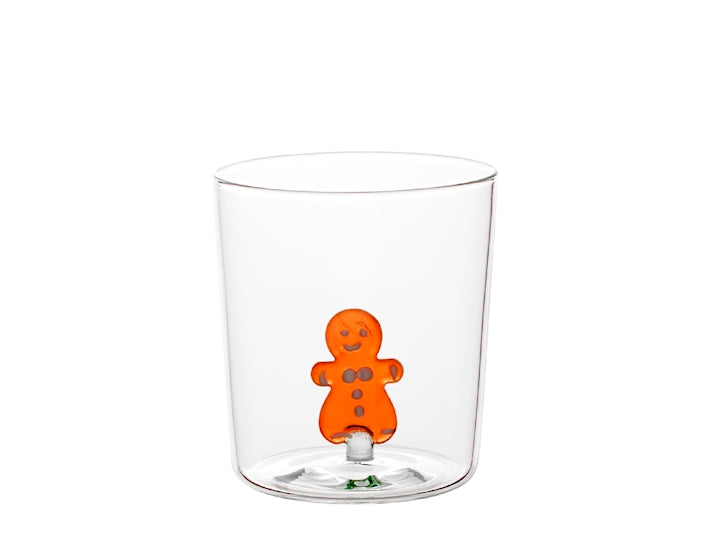 H&H Bicchiere Natalizio in Vetro Borosilicato 35 cl con Omino Pan di Zenzero