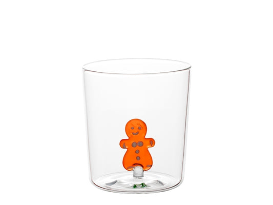 H&H Bicchiere Natalizio in Vetro Borosilicato 35 cl con Omino Pan di Zenzero
