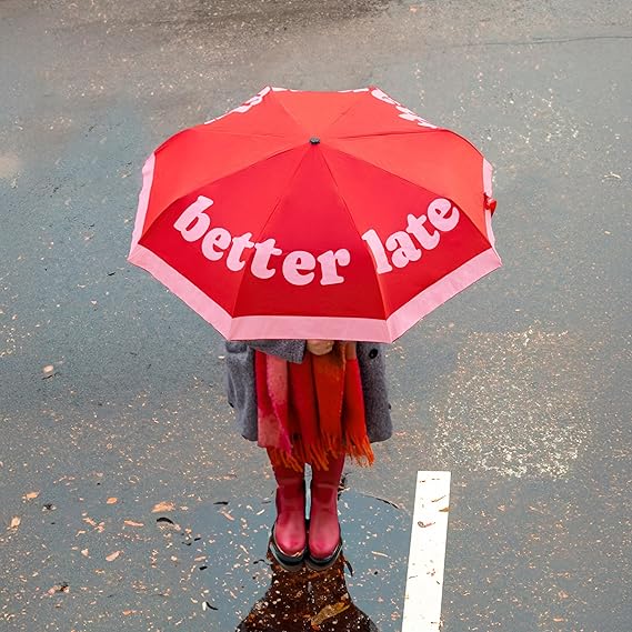 FISURA Ombrello con scritta "Better late than ugly"