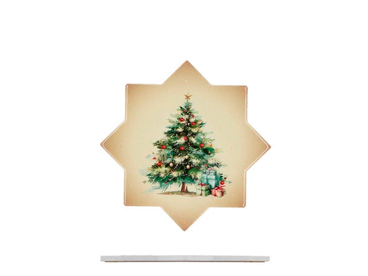 H&H Sottopentola Natalizio in Ceramica e Sughero a Forma di Stella, Decorazione Albero di Natale