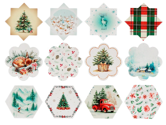 H&H Sottopentola Natalizio in Ceramica e Sughero a Forma di Stella, Fantasia Scozzese Rossa e Verde
