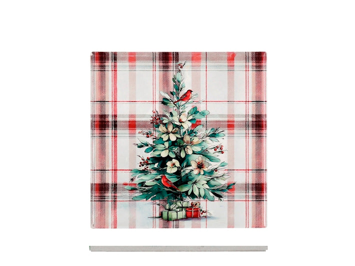 H&H Sottopentola Quadrato Natalizio in Ceramica 20 cm, Fantasia Albero di Natale