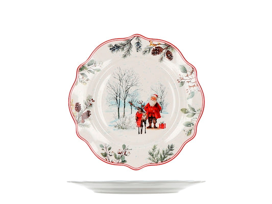 Home in Rombo Piatto Panettone Natalizio Babbo Natale e Renna 26,5 cm