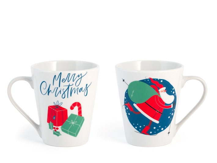 Royal Norfolk Mug Natalizia Merry Christmas con Scritta Blu in Porcellana 310 ml