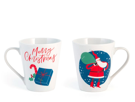 Royal Norfolk Mug Natalizia Merry Christmas con Scritta Rossa in Porcellana 310 ml