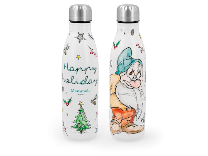 H&H Bottiglia Termica Nano Mammolo di Biancaneve in Acciaio Inox 500 ml, Borraccia Termica Natalizia