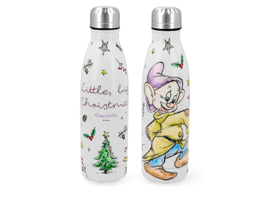H&H Bottiglia Termica Nano Cucciolo di Biancaneve in Acciaio Inox 500 ml, Borraccia Termica Natalizia